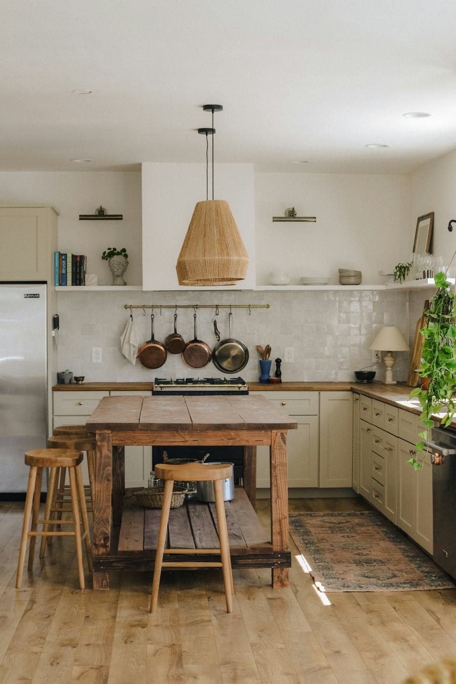 Kitchen with a reclaimed wood island